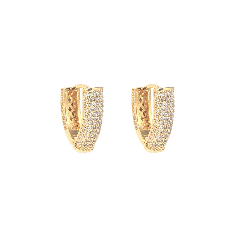 

wholesale brass cubic zirconia gold hoop earrings