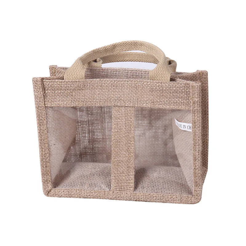 

Reusable Large PVC Transparent Burlap Jute Gift Personalized Packing Promotional Gift Handbags, Any colors avaiable