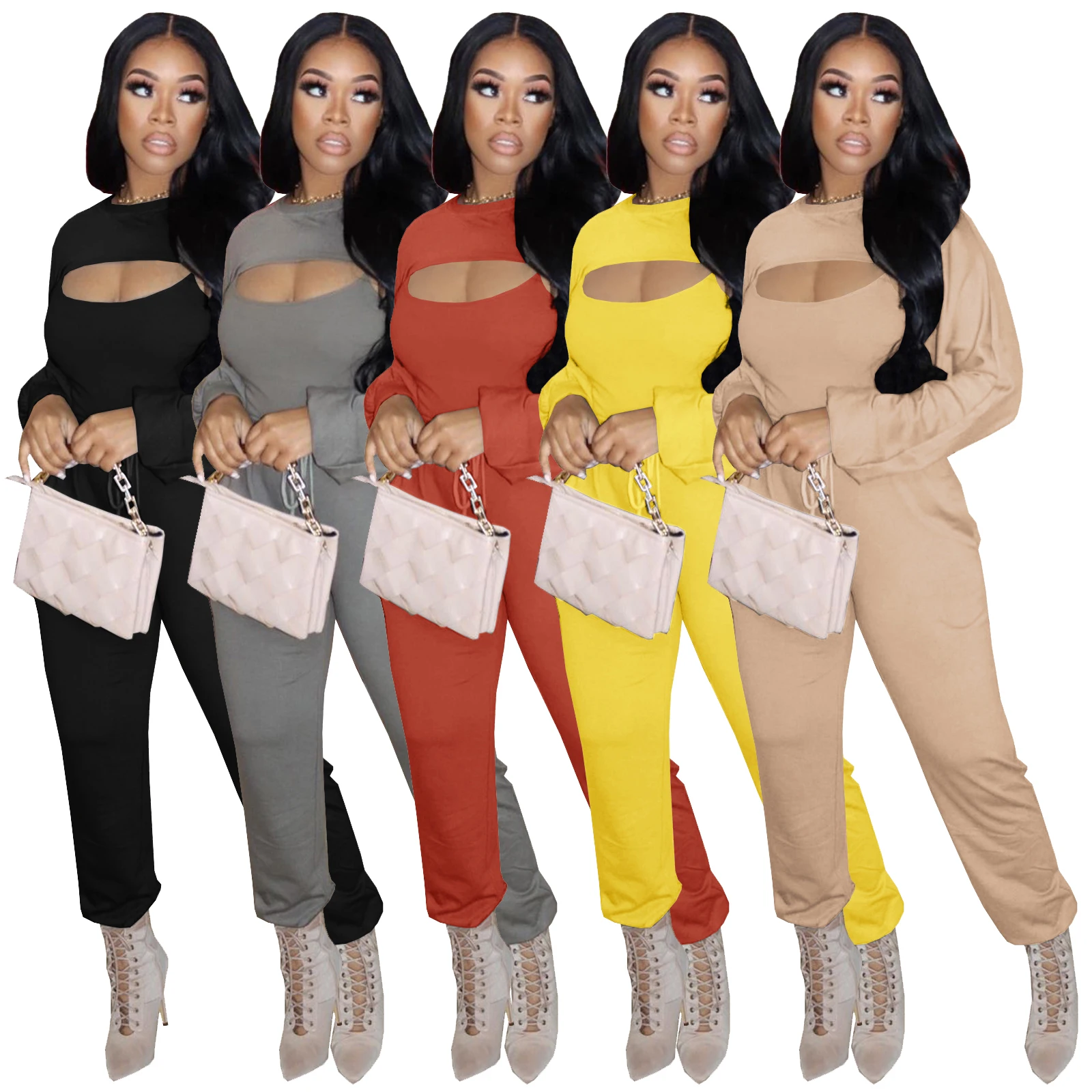 

Custom Logo Jogger Workout Sexy Crop Top Two Piece Pants Sports Suit 2 Piece Sweatsuit Set Tracksuit Clothes Women