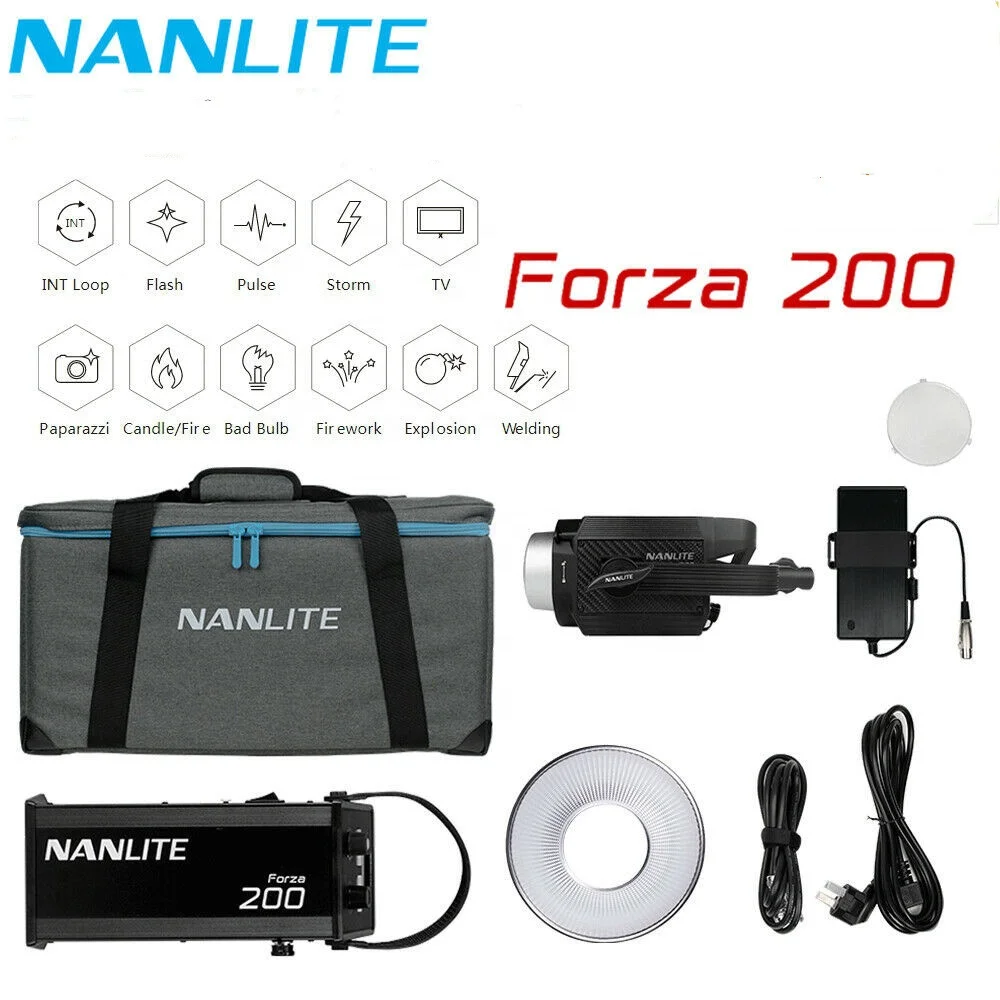 

Nanguang Nanlite Forza 200 Photography studio lighting 200w LED Light 5600K Outdoor Monolight COB Light Flash Strobe Light