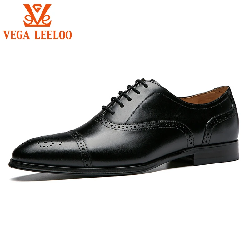 

British Style Carved Genuine Leather Brogue Shoes Lace-Up Bullock Business Men's Oxfords shoes Wholesale, Black & brown