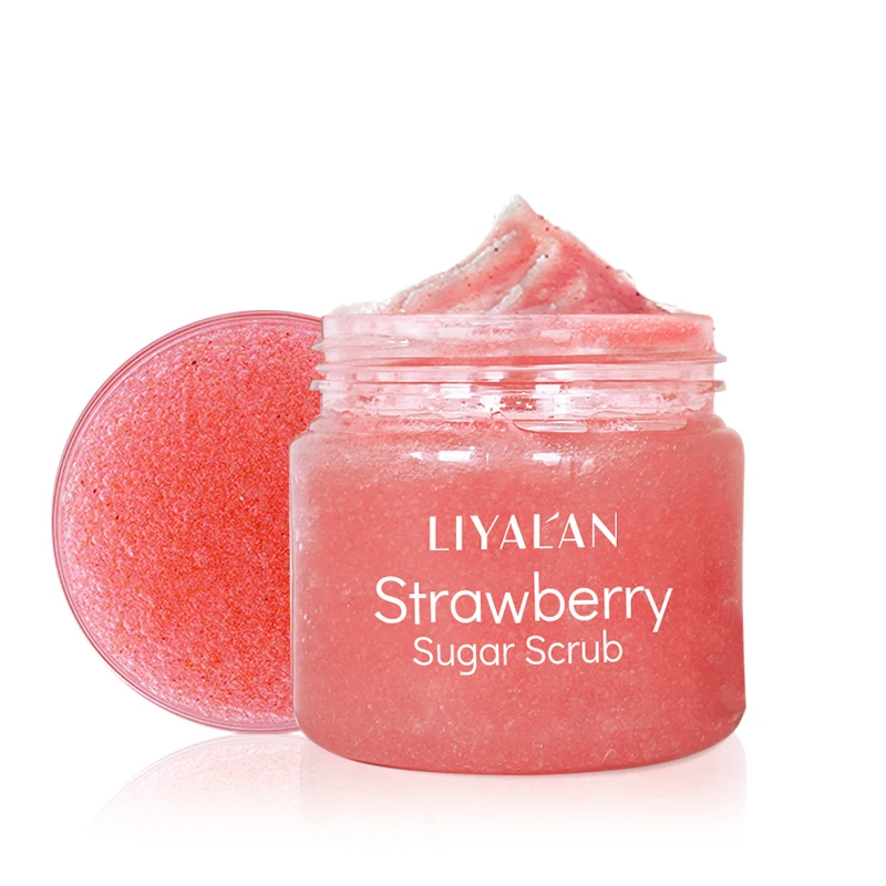 

Wholesale Private Label Whitening Cleansing Exfoliating Organic Honey Strawberry Sugar Body Scrub, Custom color