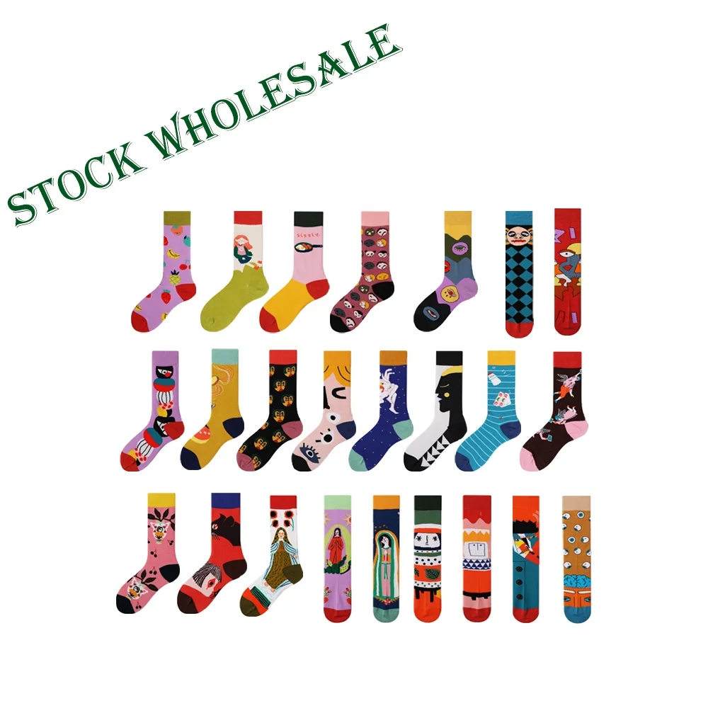

woman custom combed cotton socks crew fashion happy novelty socks with logo girls bright color socks high quality