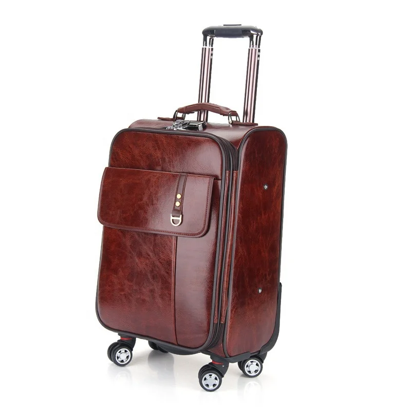 

high capacity Password Lock luggage 4 wheels vintage leather trolley suitcase bag carry on luggage, Black, blue, red, brown.customized
