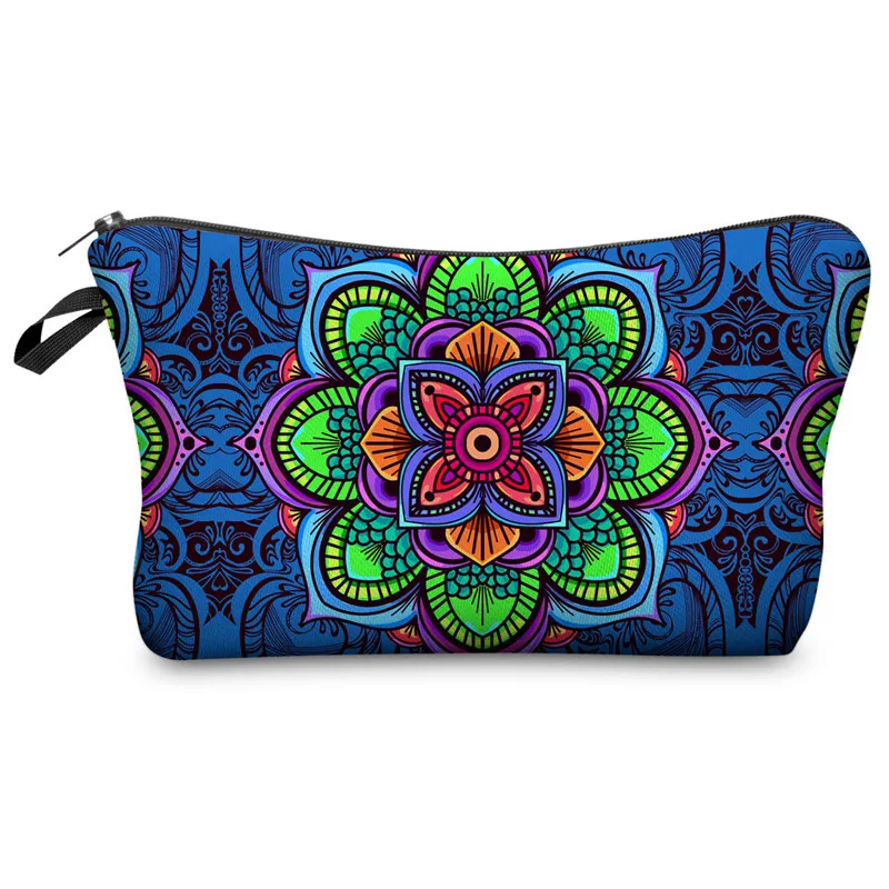 

Custom Fashion Popular Mandala Printing Makeup Cosmetic Bags with Zipper, Full printing many types for you choose
