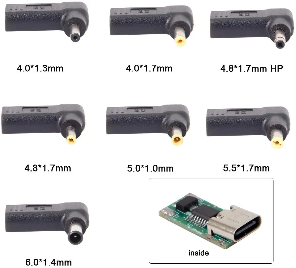 USB Type C Female to Square Male Plug Dc Power Adapter Converter Laptop Charger Connector for Lenovo T450 T450s T460 T470 T470s 