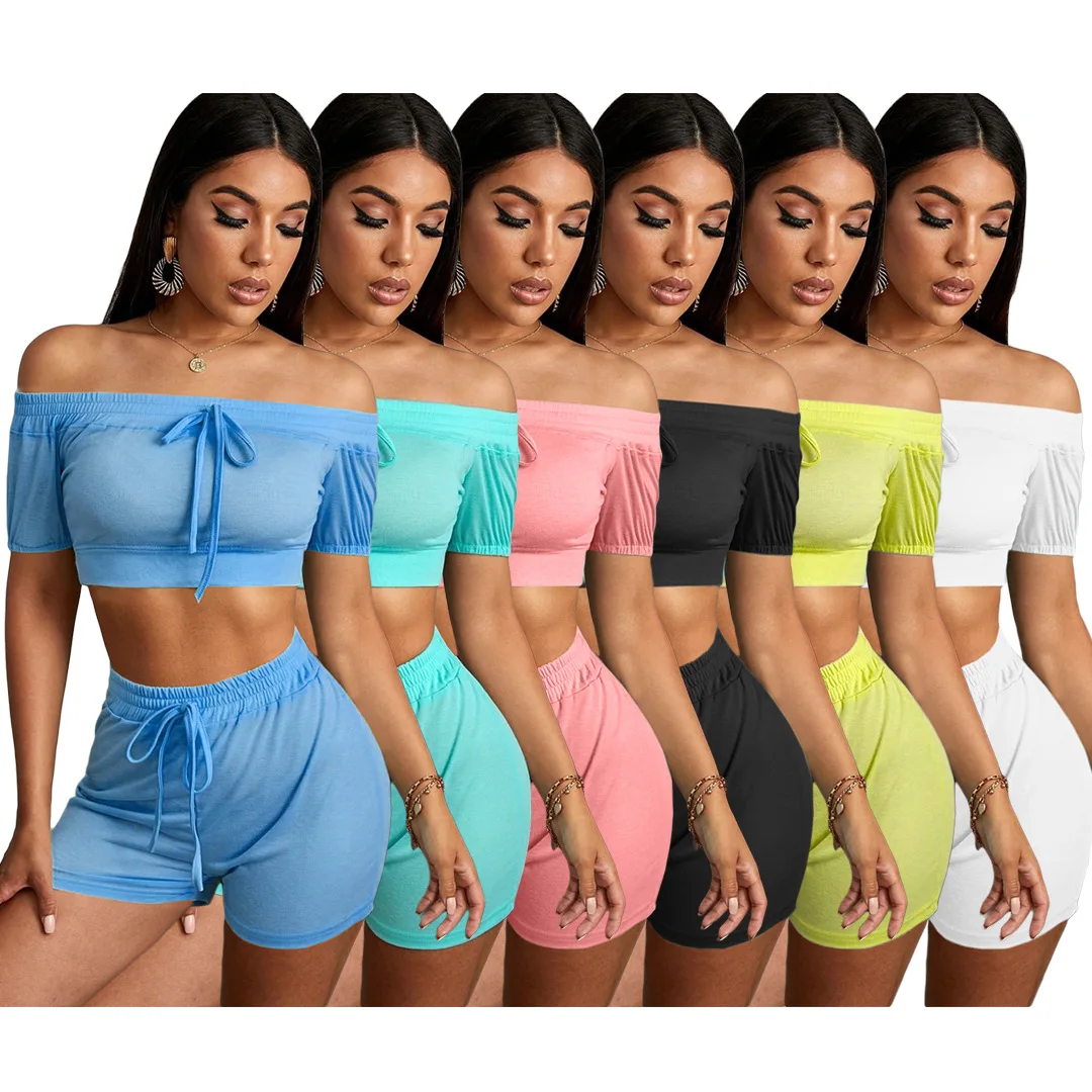 

HM-6313 Elastic Drawstring Tube Top Women'S Fashion Casual Fitness Sports Suit