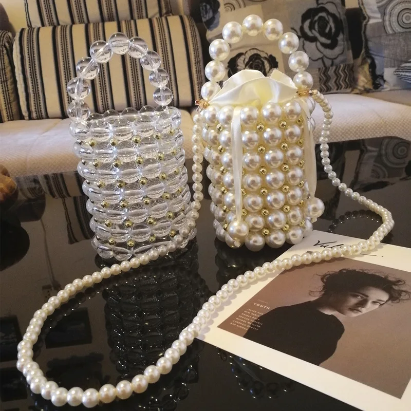 
Vintage Handmade Pearl Beaded Evening Bags Women Mini Handbags Ladies Party Bags 