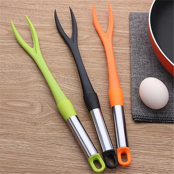 

Kitchen gadgets utensils tools High Heat Resistant Nylon Bacon Fork, Orange, green, black