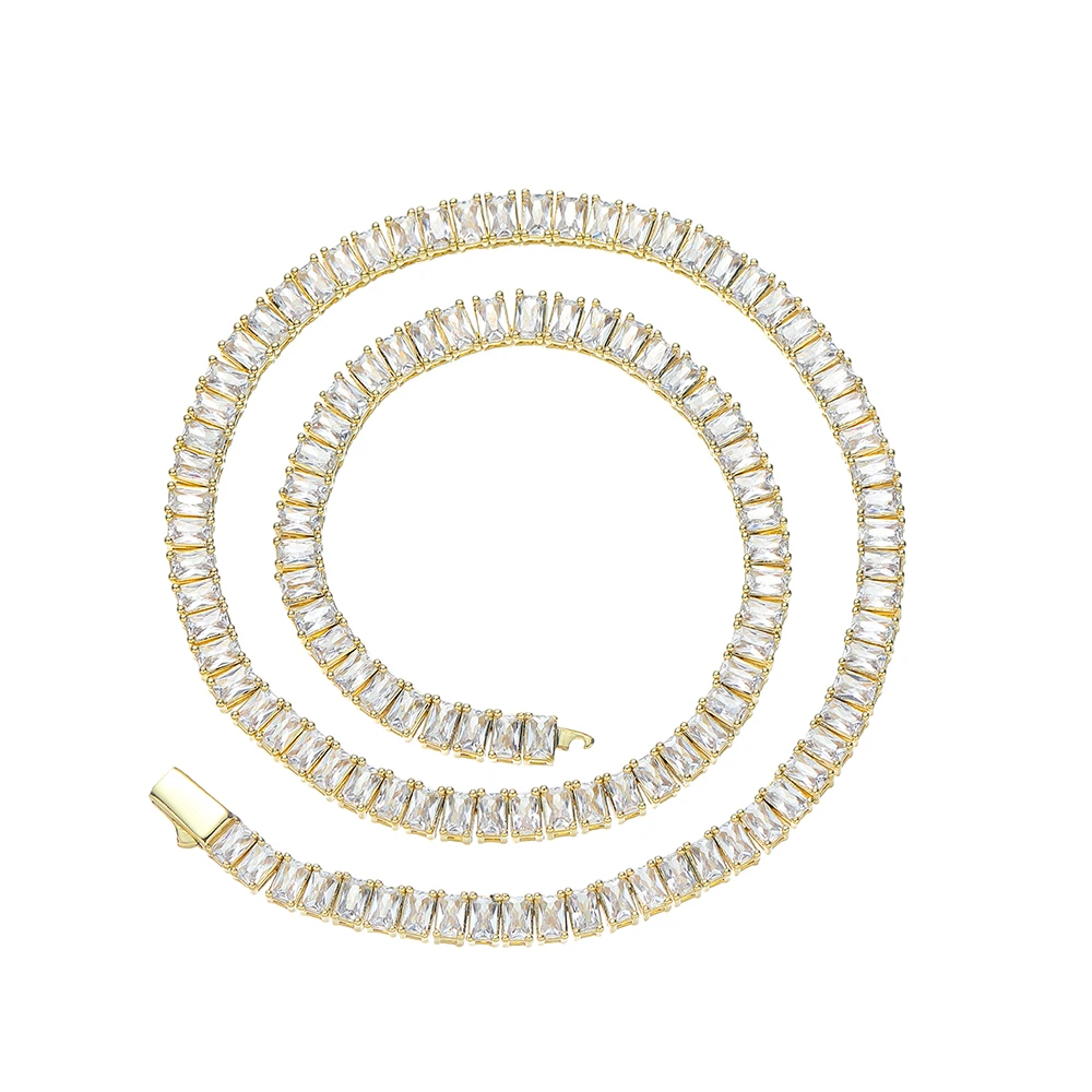 BC126 3*5mm Men Tennis Chain Necklace Hip Hop Jewelry for Party Gift