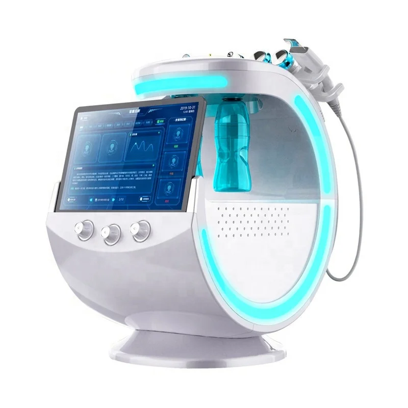 

2020 Newest Hydra Skin Care 7 in 1 Portable Intelligent Ice Blue RF Oxygen Jet Water Peeling Facial Machine With Skin Analysis