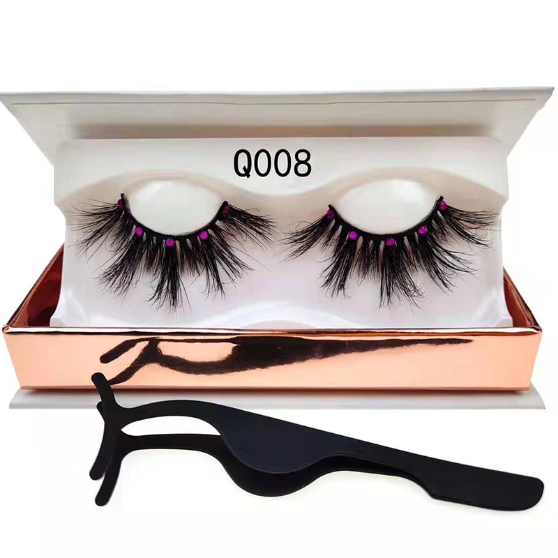 

Wholesale Rhinestone real mink eyelash with custom packaging box
