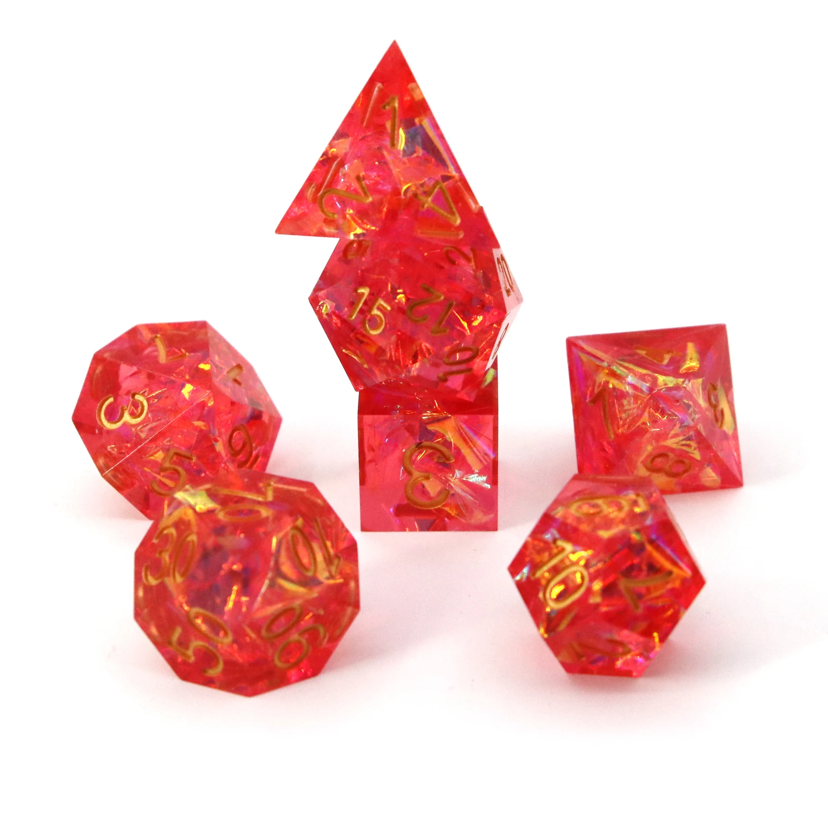

Custom adult game Handmade Sharp Edge dnd Polyhedral Dice sets 7 pcs Casino dice, Colorful