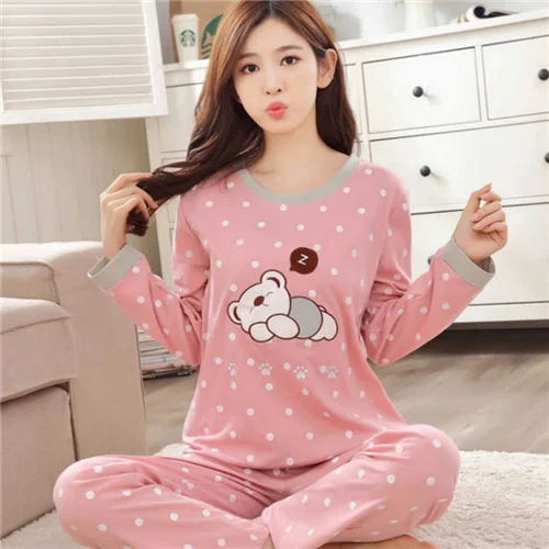 
Wholesale new design Sleepwear One set High quality New cute nighty Wholesale one set Chinese Long Sleeve Women Pajamas 