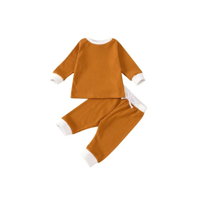 

New Arrival Little Kids Comfortable Solid Long Sleeve Unisex Loung Sets, Picture shows