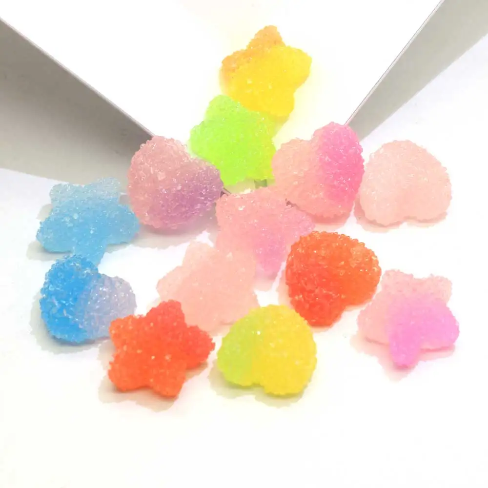 

Mixed Heart Star Shape Simulation Gummy Candy Cabochons Flatback Flat Back Resin Gummy Candy Cabs Hair Clip Decoration, Colorful