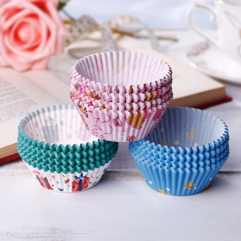 

100Pcs/lot Cake Mold Liner Baking Muffin Cup Case Party Tray Cake Decorating Tools, As photo