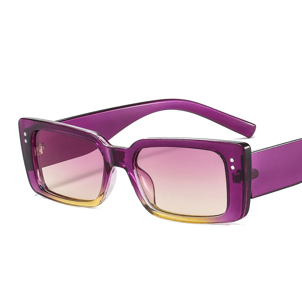 

2021 american hot selling women fashion trendy candy color small purple square pc sunglasses retro with nails