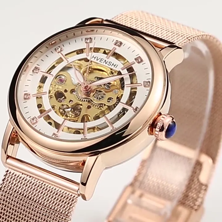

Business Fashion Ladies Watch Full Hollow Automatic Mechanical Watch New Brand Custom Watch Wholesale, Picture