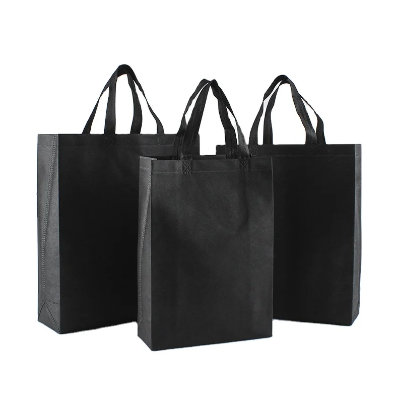 

Spot goods Urgent reusable custom trolley cart foldable online shopping tote bags with logos picture Black non woven bag, Customized