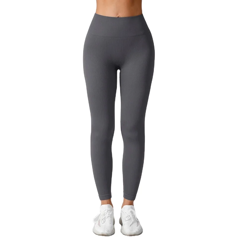 Custom Breathable High Waist Seamless Spandex/Nylon Eco-Friendly Four-Way Stretch Women's Yoga Leggings Pockets for Gym Fitness