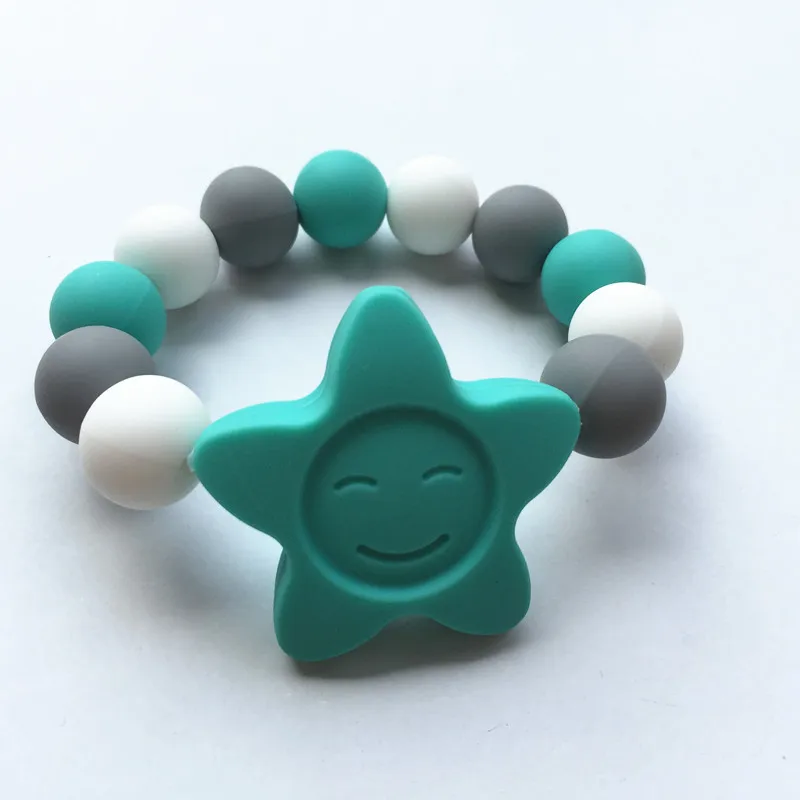 

2021 hot sell BPA FREE baby teething beads bracelets mom letter beads keychain bracelets silicone bracelets