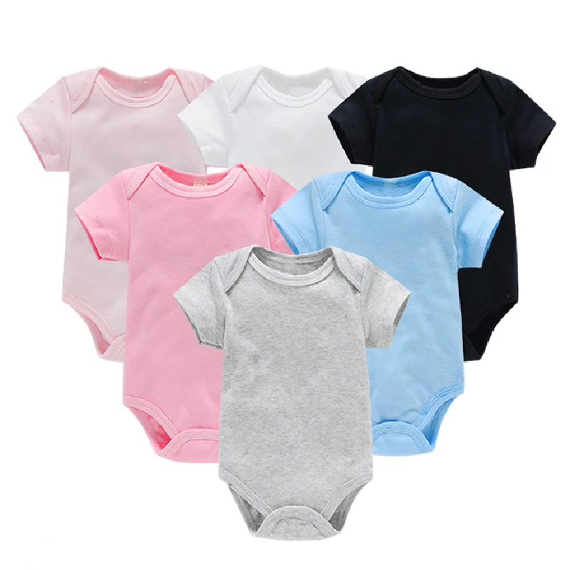 

Wholesale Summer Blank Newborn Baby Girl Boy Clothes 100% cotton Solid Color Short Sleeve Onesie Bodysuit, Colors