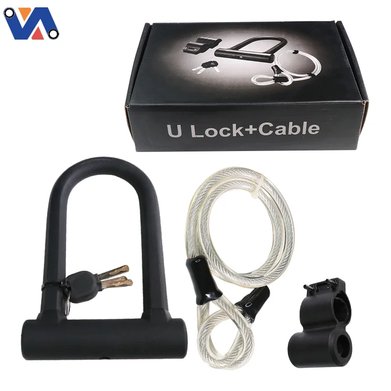 

New Image EU Warehouse 1200mm*12mm U Shape Security Lock Cheap Motorcycle Bike Wheel Lock Bicycle Anti-Theft Locks With Cable