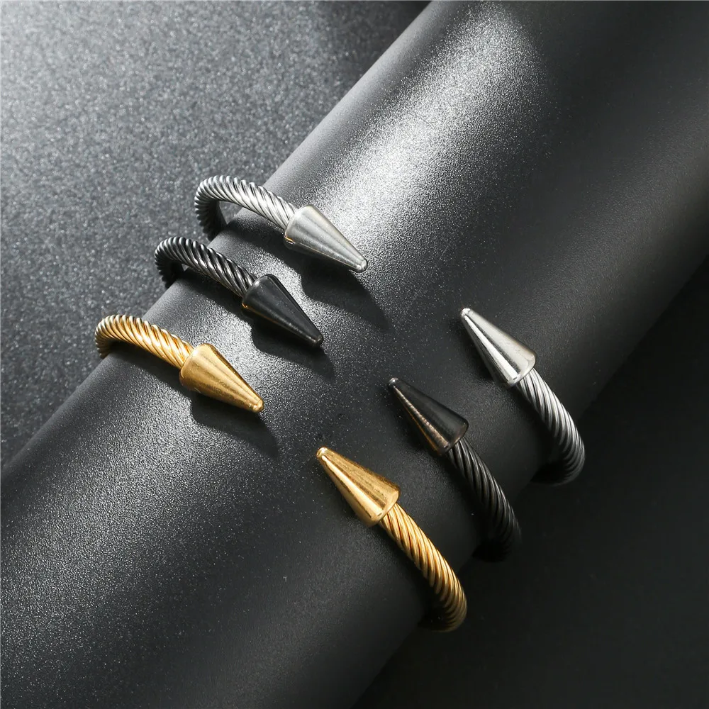 

2022 new geometric metal stainless steel nail open bracelet for men and women, Gold silver rose gold