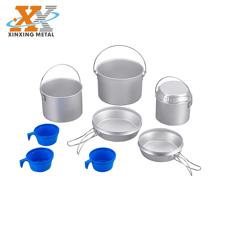 

Outdoor Folding Pot Pan Cookware Sets Camping Hard Anodized Aluminum Cooking Pots