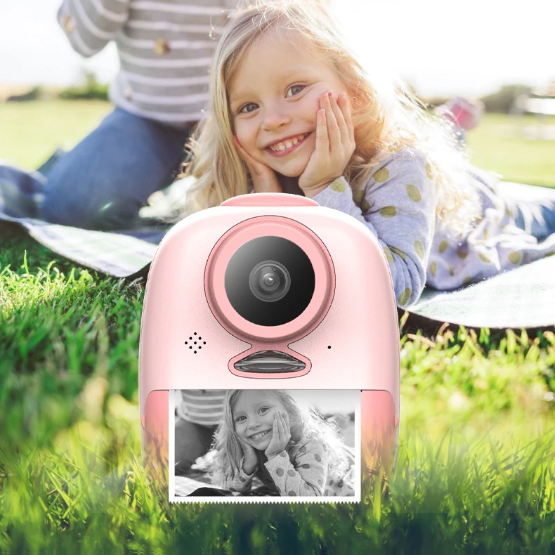 

2021 new Children digital camera Thermal printing camera 2inch screen HD children instant print camera for baby kids, Camera:pink/yellow