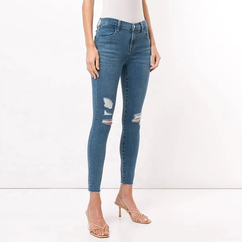 

Women High Waist Jeans Pants Elastic Holes Denim Jeans 4 Season Pencil Pants Ripped Women's Casual Jeans Trousers 2020 Chic, Customized color