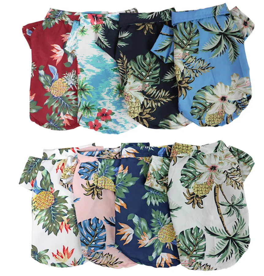 

Summer Hawaii Sweatshirts 8 Design Soft Breathable Pet Printing Summer Clothes Doggy Outfit Pet Clothes for Small Medium Dogs, White