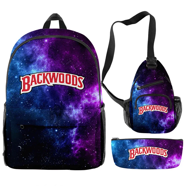 

Custom Boys Girls 3D Printing Backpack Backwoods Cigar Set School Book Laptop Sports Bags Women Schoolbag Student's 3pcs Set, Customized color