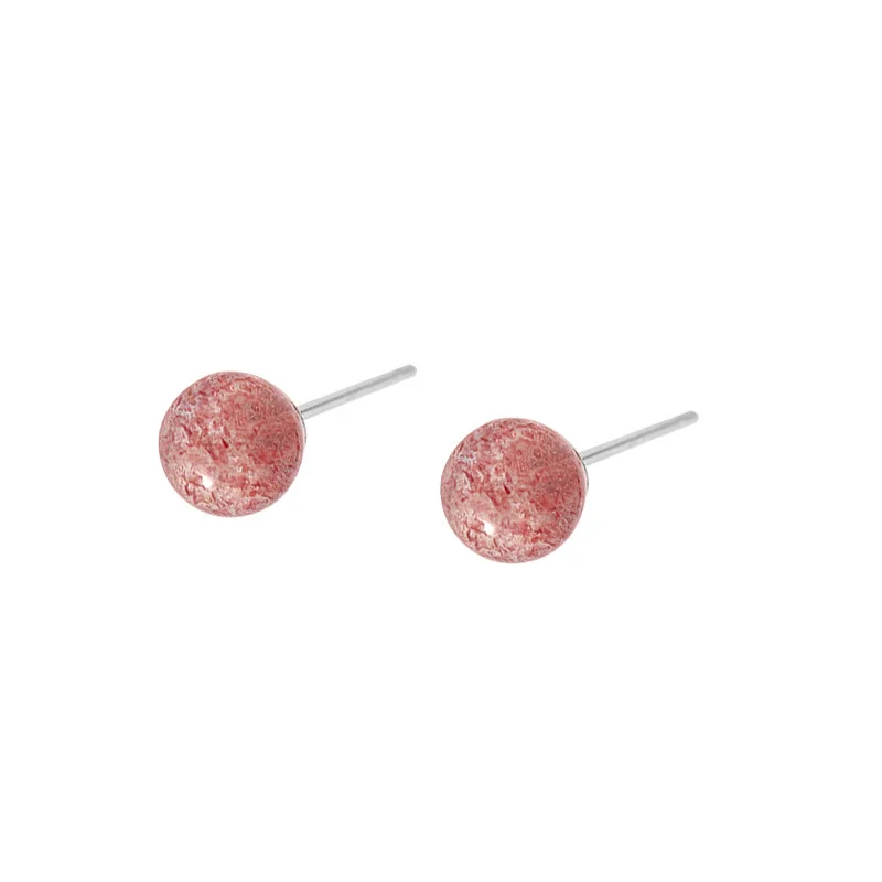 

Simple Natural Strawberry Balls Earrings For Women 925 Sterling Silver Earrings Fashion Jewelry