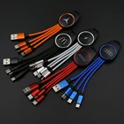 Water Drop Shape LED And Braided Weave Light Up LOGO Multi USB Phone Charging Cables Keychain Promotional Gifts Merchandise
