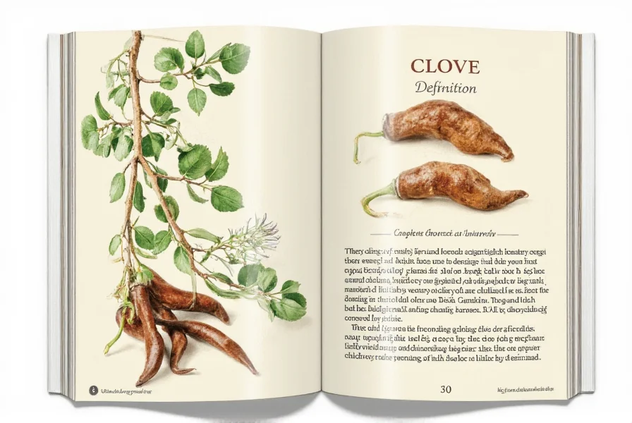 Illustration showing cross-section of a clove bud highlighting the eugenol-rich oil glands