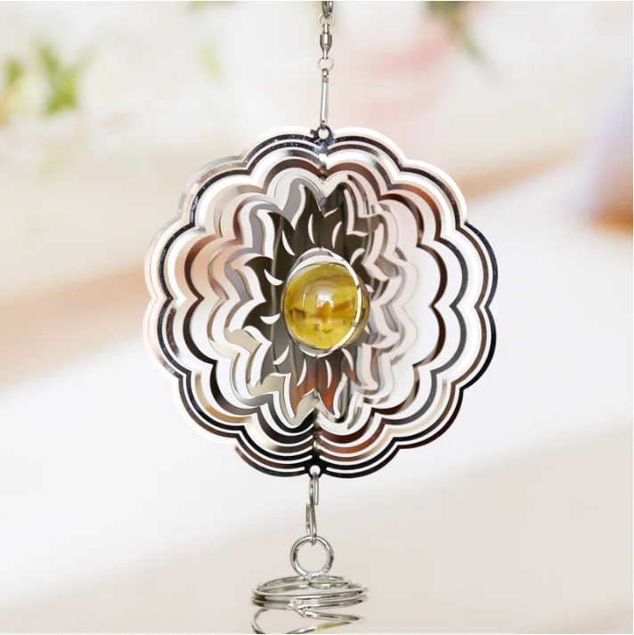 

3D Metal Outdoor Garden Decor Wind Spinner, Shinny mirror