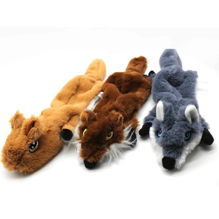

Manufacturer wholesales custom dog toys bulk no stuffing squeaky chew animal with fox squirrel Wolf shape