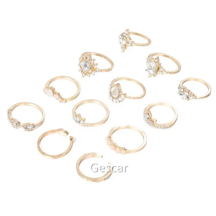 

Hot Alloy With Diamond Set Gold Ring Quality Fashion Women Ring Sales Bohemia Style Earring Wholesale Factory Price