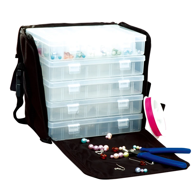 

Small Tote With 5 Bead Storage Boxes For Handmade Jewelry Making DIY