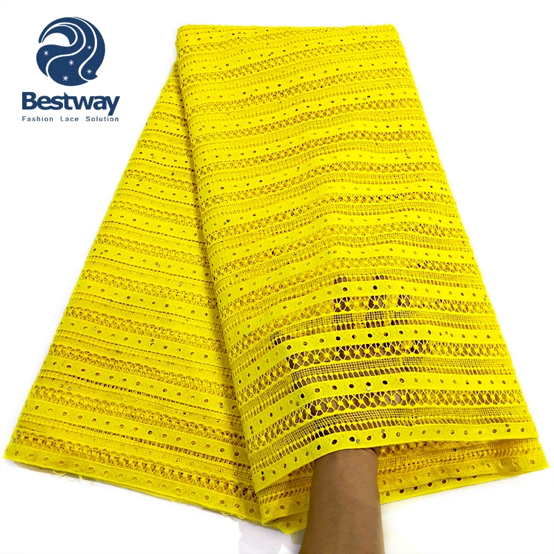 

Bestway quality Cord Embroidery Guipure Lace Fabric with stones, Accept customized color