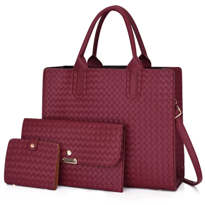 

Wholesale new style oversized handbag PU leather women handbags 3pcs in 1 set purses and handbags, 32*12*27.5cm(handbag)
