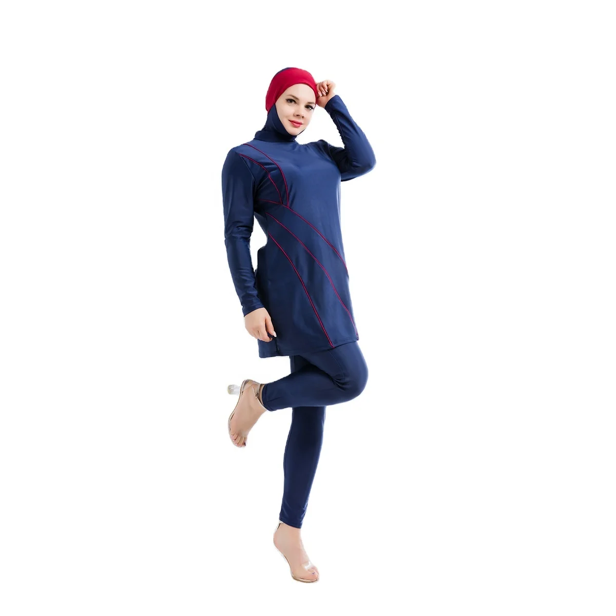 

MOTIVE FORCE Full Covered Long Sleeve Islamic Swimsuit Suit 3pcs Burkini Patchjob Swimsuit For Muslim Woman