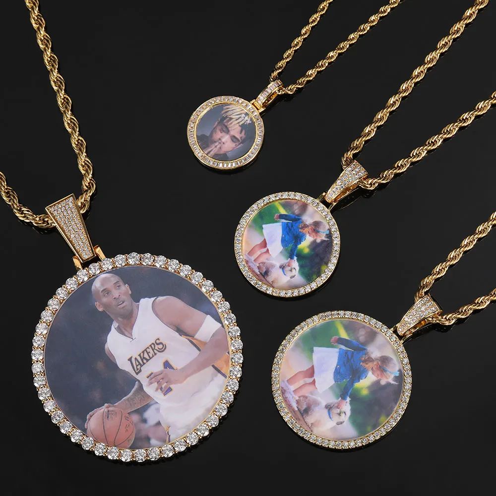 

Custom Iced Out 45mm Memory Pendants Necklace Custom Photo Locket Picture Pendant Photo Pendant with Picture