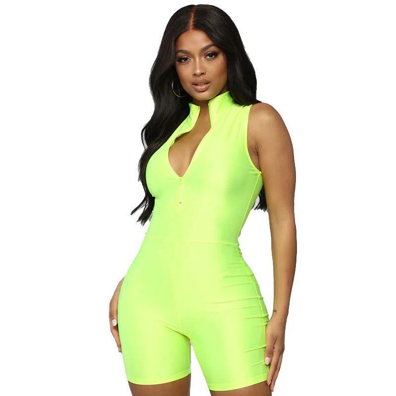 

Hot Sale Satin Sexy Jumpsuit Sleeveless Nightclub Fluorescent Jumpsuit