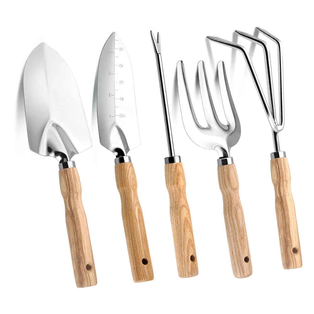 

Five piece Suit Eco Friendly Wooden Handles Succulent Mini Gardening Tools for Transplant Vegetable Seedlings