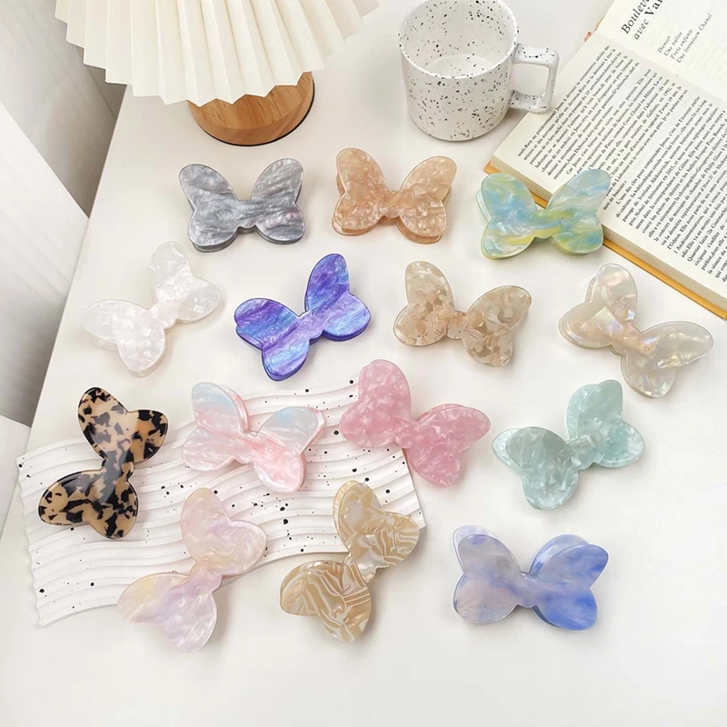 

Pvc Cartoon Bowknot Hair Claw For Girls Fashion Colorful Bow Tortoiseshell Claw Clip Cute Princess Crab Hair Clip Accessories