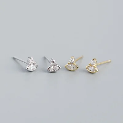 

Mini Simple Jewelry Sterling Silver S925 Shiny Crystal Geometric Earrings Zircon CZ Eyes Stud Earrings For Women