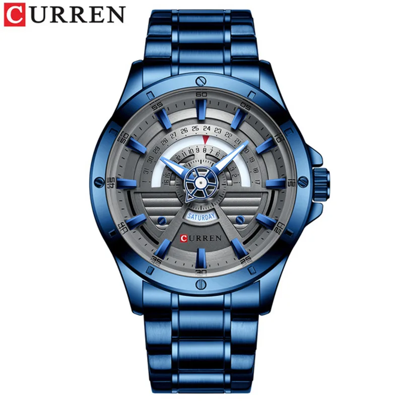 

CURREN 8381 stainless steel band watch skeletor quartz blue quality watch cheap, 5 colors for you choose
